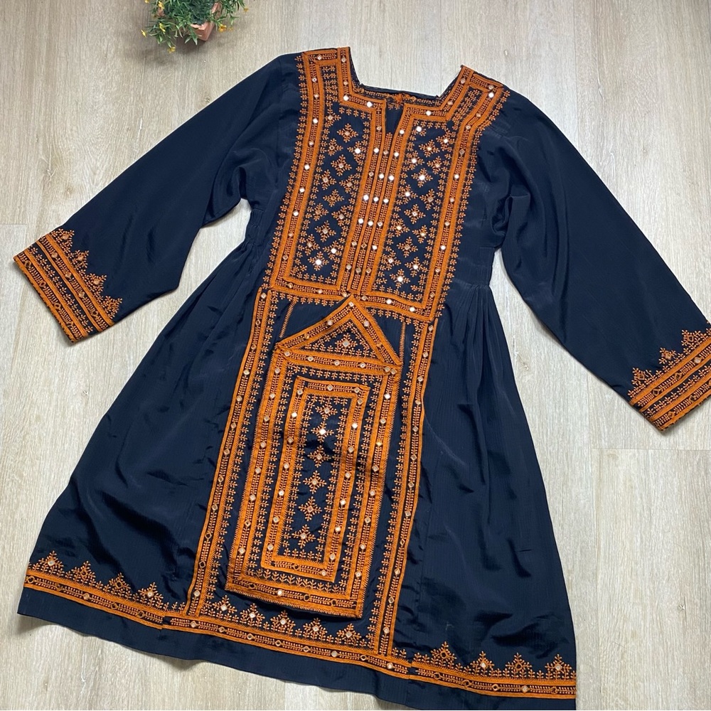 Handmade Embroidered & Sequin Boho Midi Dress